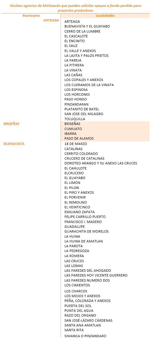 Apoyos a Fondo perdido Michoacan