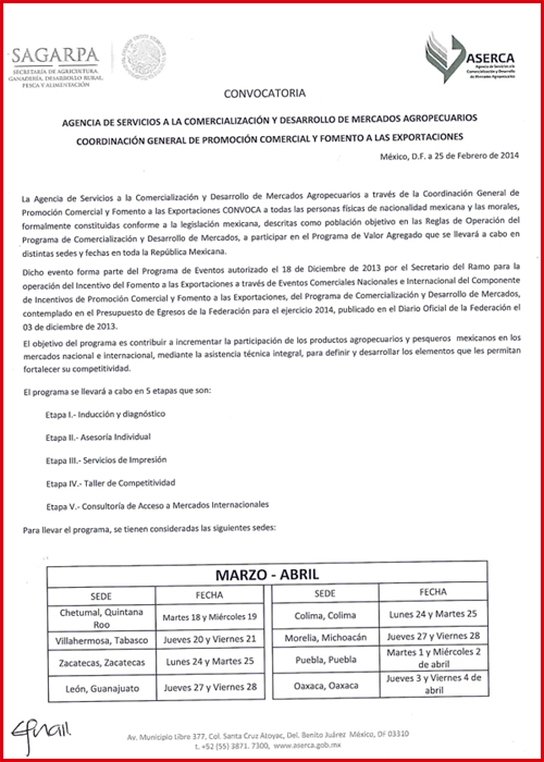 CONVOCATORIA PROGRAMA VALOR AGREGADO 2014